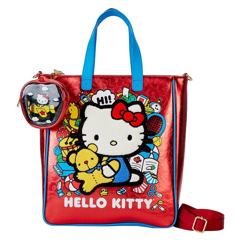LOUNGEFLY-Hello Kitty50周年時尚托特包 - 手袋/手提袋 - 人造皮革 紅色