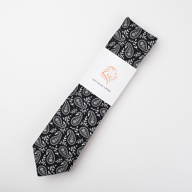 C0615-81 - 領帶/領帶夾 - 棉．麻 黑色