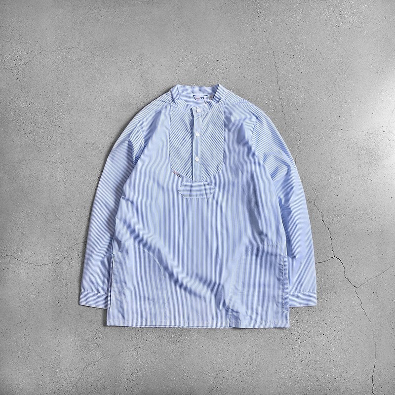 德國漁夫襯衫 Fisherman shirt (細紋淡藍)/Vintage 古著 - 女裝 上衣 - 其他材質 藍色