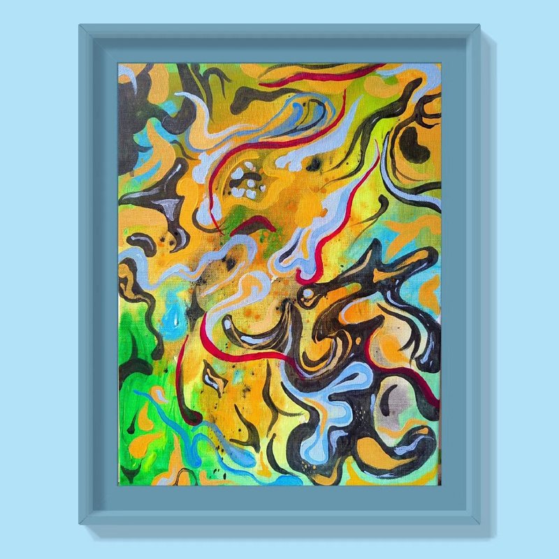 Abstract acrylic oil painting decorative painting jump - โปสเตอร์ - วัสดุอื่นๆ 