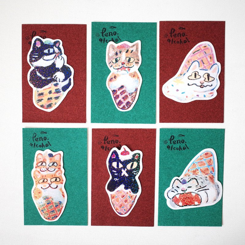 Shiny Cat Cream Waterproof Sticker - Stickers - Paper 