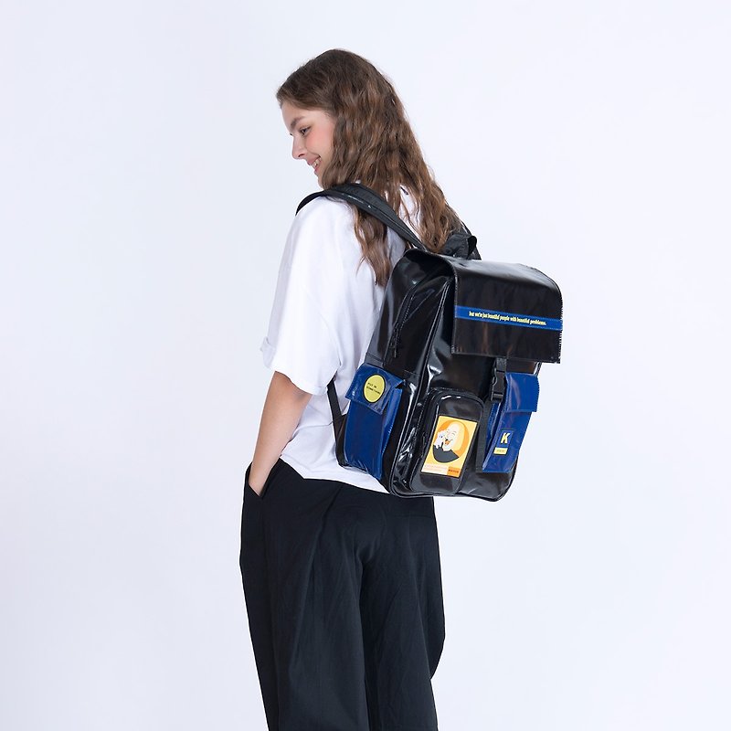 KIITOS LIFE防水撞色后背包旅行包笔电包---卡其色美丽烦恼款2 - 後背包/書包 - 其他材質 黑色