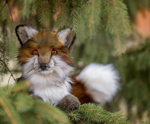 Realistic fox plush, Faux Taxidermy Plushies Animal Collectible