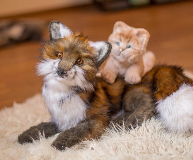 Realistic fox plush, Faux Taxidermy Plushies Animal Collectible