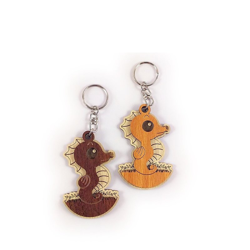 Woodcarving Keyring - Seahorse - ที่ห้อยกุญแจ - ไม้ สีนำ้ตาล