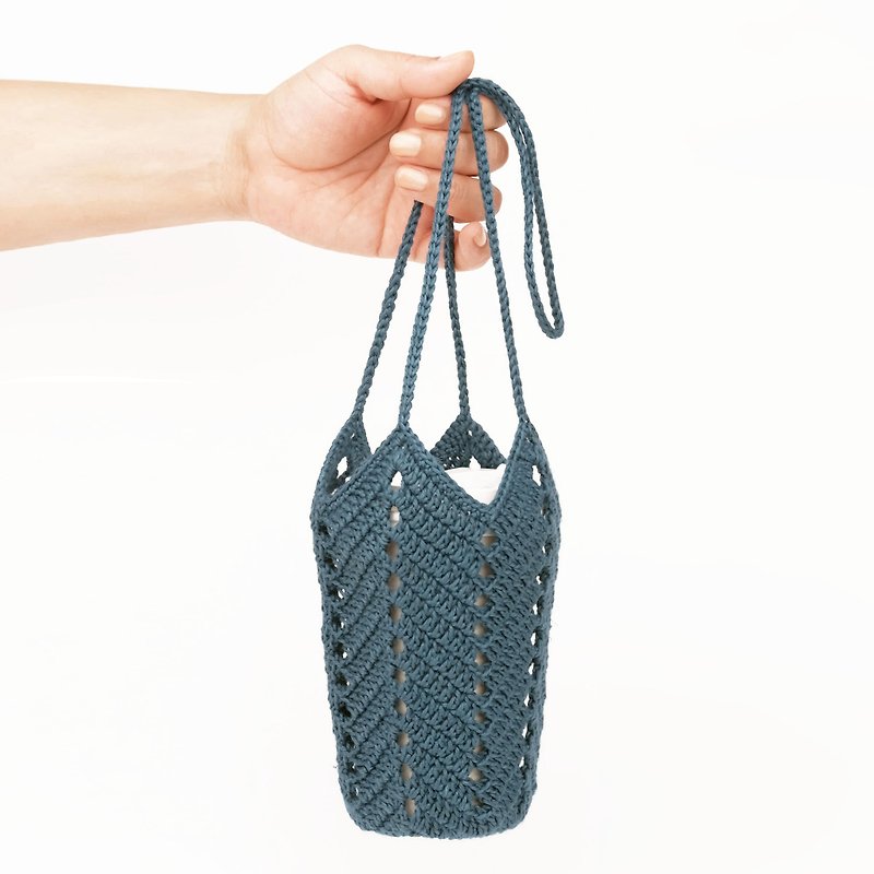 Lang Lang crochet two-stage square bottom angled water bag - Other - Cotton & Hemp Khaki