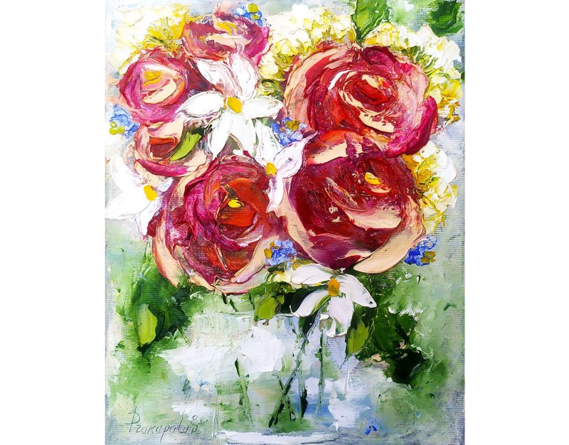 Mediterranean Painting Moon Original Art Night Seascape Art 10x8 in - ตกแต่งผนัง - วัสดุอื่นๆ สีม่วง