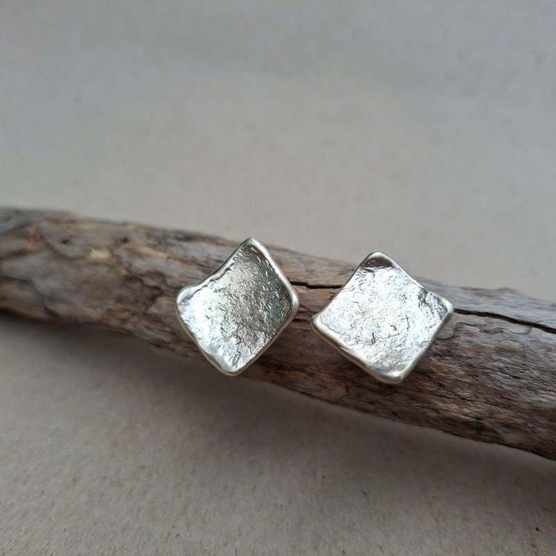 Rock Silver Earrings - Square - Earrings & Clip-ons - Silver Silver