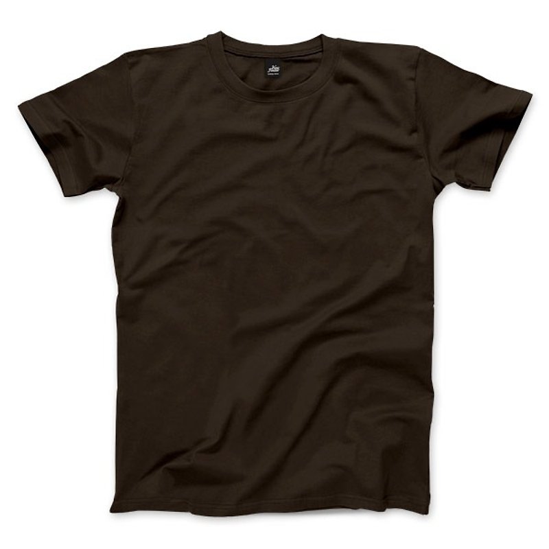 素色中性短袖T恤 - 深咖啡 - 男 T 恤 - 棉．麻 