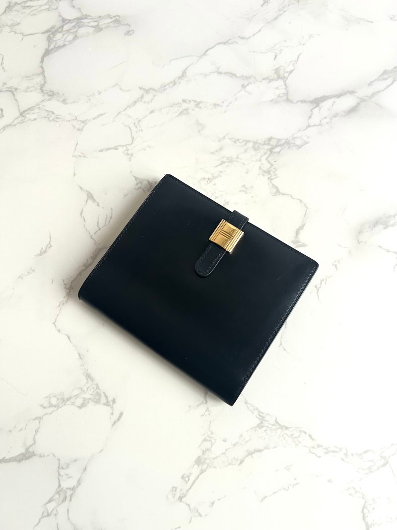 中古二手Hermes Saumur Diane復古黑色金扣皮革古董短夾錢包卡包 - 錢包/皮夾/長短夾 - 真皮 黑色
