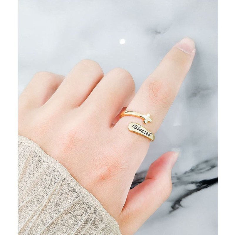 [SoLight Salt Blue] SL328, SL329 Cross Blessing Design Wind Ring - General Rings - Copper & Brass Gold