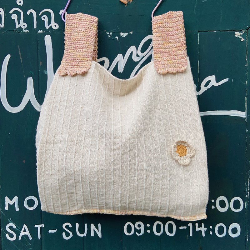 Bun-Bao shopping bag, hand woven from natural dyed cotton, limited items! - Handbags & Totes - Cotton & Hemp Multicolor