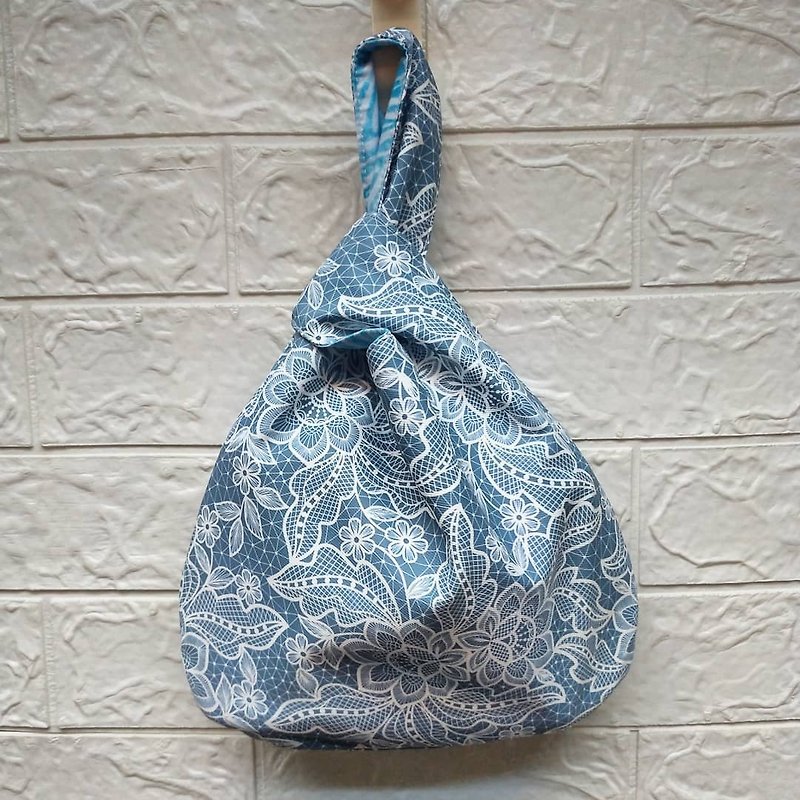 【MY。手作】Japanese knot bag - Handbags & Totes - Cotton & Hemp Blue