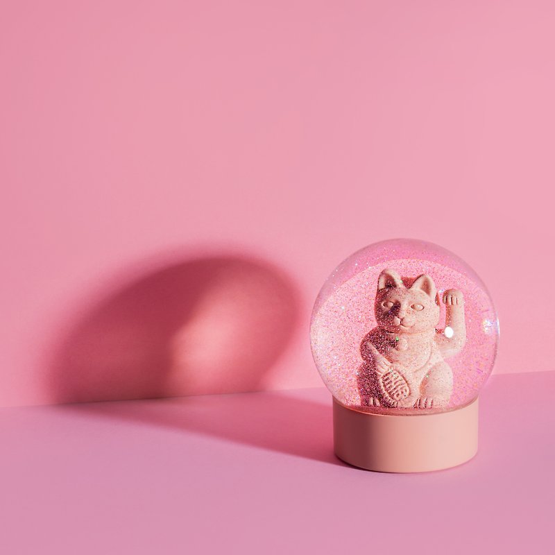 Donkey 招財貓造型水晶球 - 裝飾/擺設  - 玻璃 粉紅色