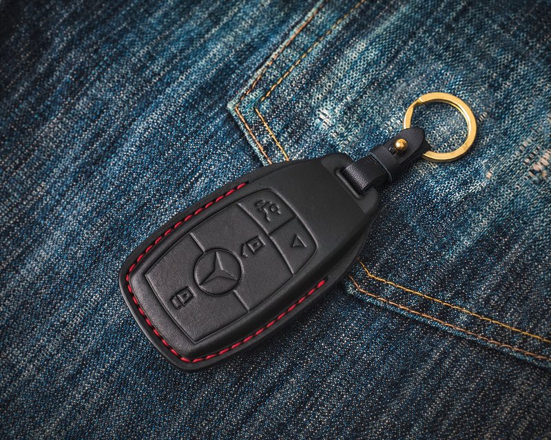 【現貨版】賓士Benz C300 W205 W213 CLA 汽車鑰匙包鑰匙皮套 - 鑰匙圈/鑰匙包 - 真皮 黑色