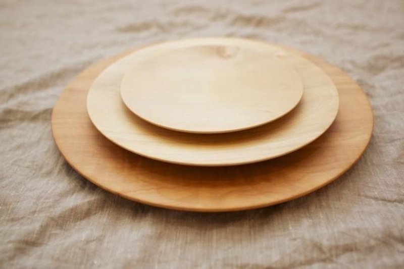 Wood 15cm of the potter's wheel ground wooden plate chestnut (land) - จานเล็ก - ไม้ สีกากี