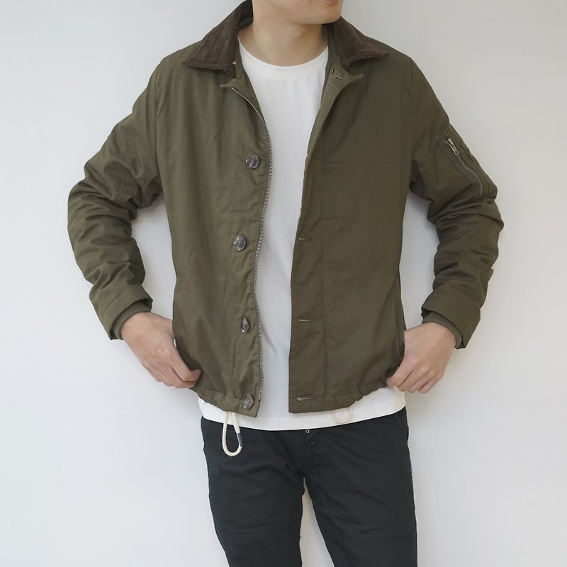 Deck Jacket with detachable collar/outer/jacket/unisex - Men's Coats & Jackets - Cotton & Hemp Black