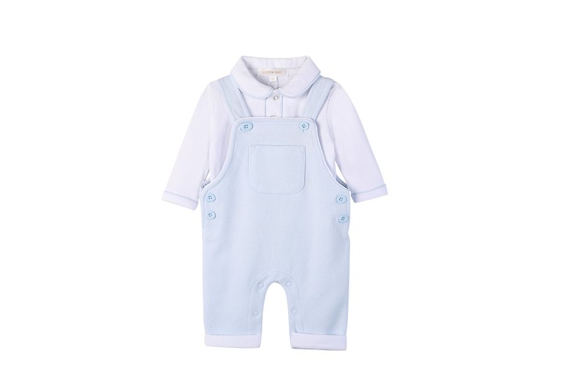 Newborn baby suspender jumpsuit long-sleeved suit autumn and winter new style - ชุดทั้งตัว - ผ้าฝ้าย/ผ้าลินิน สีน้ำเงิน