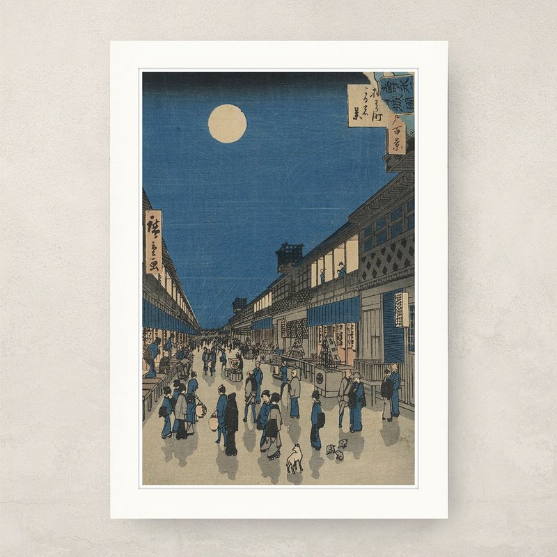 【 藝術畫卡 】歌川廣重・猿若町夜之景 | B4畫卡 - 海報/掛畫/掛布 - 紙 卡其色