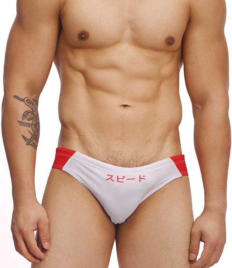 (5 color)eXPONENT Speed スピード SWIM BRIEF - White+Red - Men's Swimwear - Nylon Red