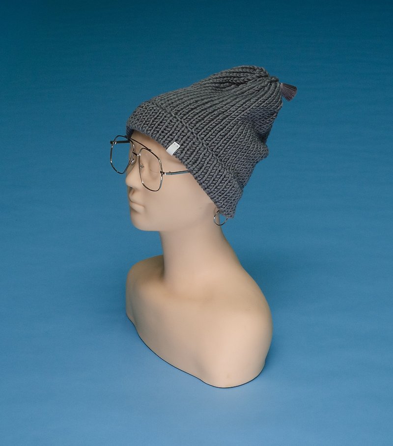 over the basic ♦ Tassel - Gray TS003 Hand-woven cap - หมวก - ผ้าฝ้าย/ผ้าลินิน สีเทา
