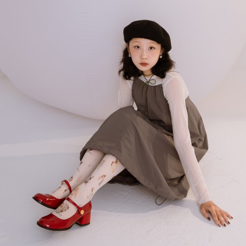 【I called Love】Midsummer Dopamine | Mary Jane chunky heel doll shoes - High Heels - Waterproof Material Red