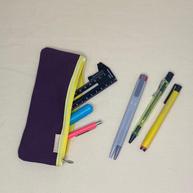 Pencil case without gusset - กล่องดินสอ/ถุงดินสอ - ผ้าฝ้าย/ผ้าลินิน สีม่วง