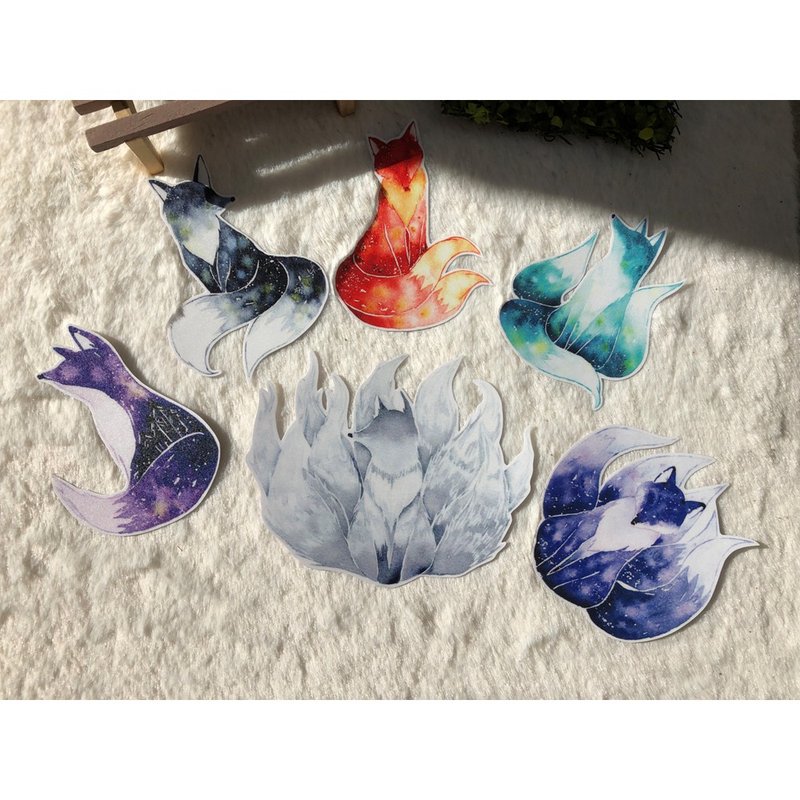 PVC防水貼紙-行李貼-(大)-星空狐狸款 - 貼紙 - 紙 多色