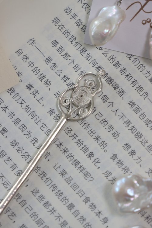Fulu 999 Silver Filigree Hairpin Shop northpointstudio Hair Accessories Pinkoi