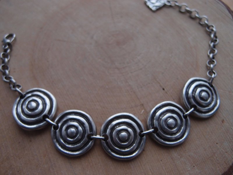 Circle Spiral Link Bracelet Silver-plated Adjustable Bracelet - 手鍊/手環 - 銀 銀色