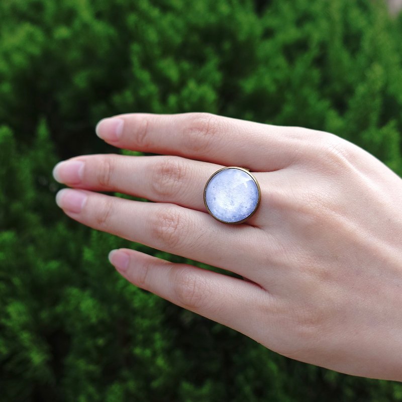 Ring - Moon / Gift / Memorial / Time gem / glass gem - แหวนทั่วไป - โลหะ สีเทา