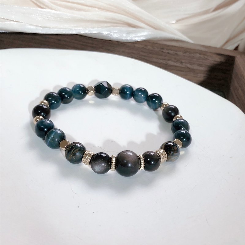 Silver , Stone , Blue Tiger Eye/Men 'Stone /Taurus Crystal Bracelet - Bracelets - Crystal 
