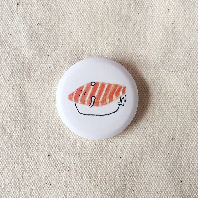 Salmon Sushi / Pinback Button - Badges & Pins - Plastic 
