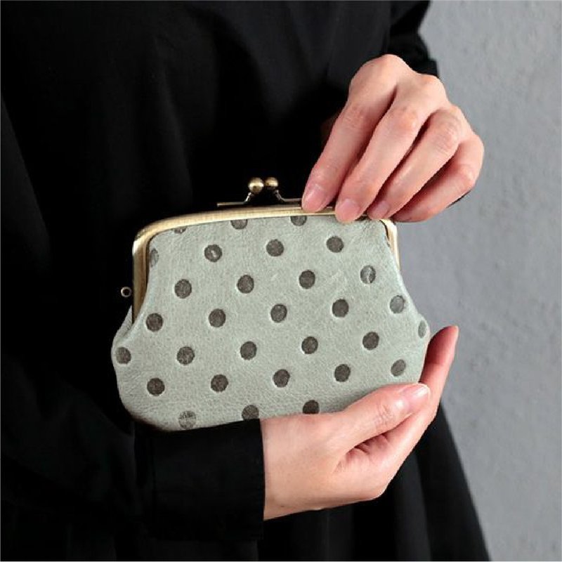 Japan Kanmi. - Happy Dots Collection Vintage Gold Bag - กระเป๋าสตางค์ - หนังแท้ 