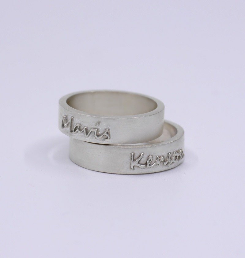 Custom Name Ring - Solid Letters - Couple Rings - แหวนคู่ - เงินแท้ สีเงิน
