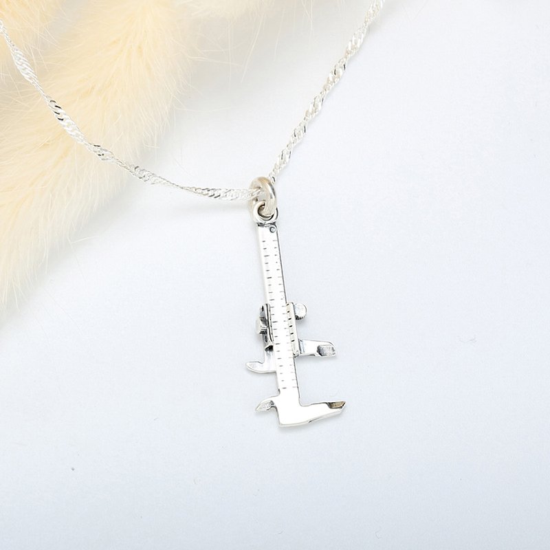 Movable Calipers s925 sterling silver necklace Birthday Valentine's Day gift - Necklaces - Sterling Silver Silver