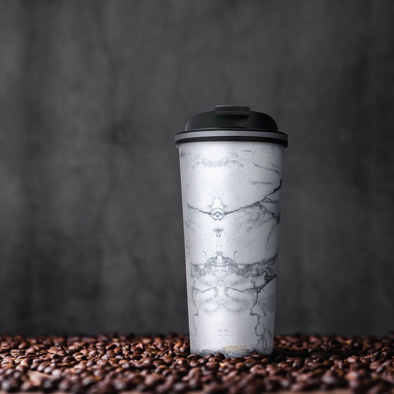 【Avanti】GOCUP Double Wall Coffee Cup - White Marble - กระบอกน้ำร้อน - สแตนเลส 