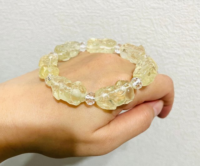 専用です♡新作♡水晶貔貅、水晶　ブレス 高貴な人で仕事運アップ【貔貅イエロー水晶デザインブレスレット】特別