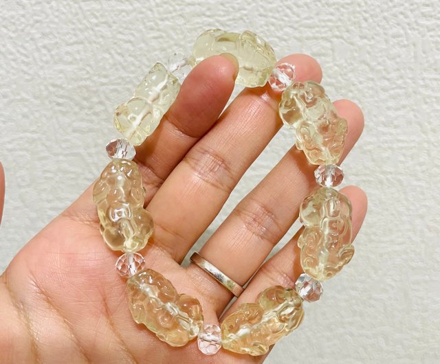 高貴な人で仕事運アップ【貔貅イエロー水晶デザインブレスレット】特別