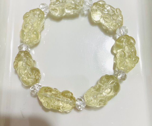 高貴な人で仕事運アップ【貔貅イエロー水晶デザインブレスレット】特別