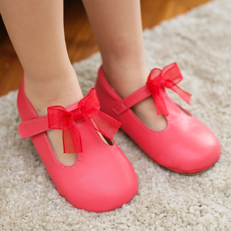(零碼特價)夢幻蝴蝶瑪莉珍寶寶鞋-西瓜紅 - 童裝鞋 - 真皮 紅色