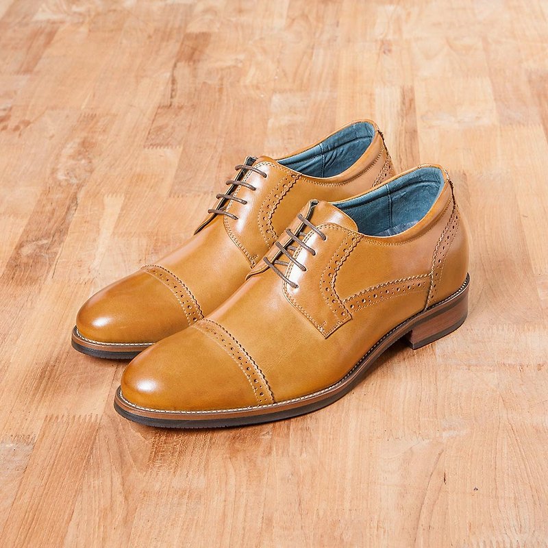 Vanger gentry high. Horizontal embossed Derby heightening shoes Va251 brown - รองเท้าลำลองผู้ชาย - หนังแท้ สีนำ้ตาล
