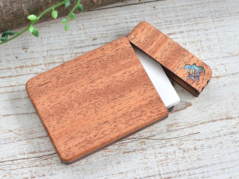 Wooden business card holder [Honu] Mahogany - Card Holders & Cases - Wood Brown