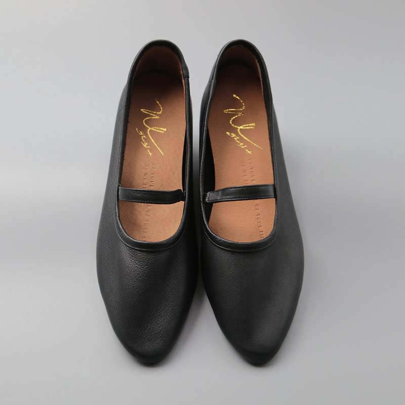 The Gloves Black (original black) Heels soft leather version | WL - รองเท้าหนังผู้หญิง - หนังแท้ สีดำ