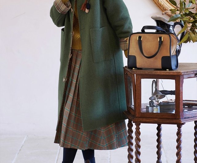 ブラウンチェック/グリーンのリバーシブル ブリティッシュレトロ