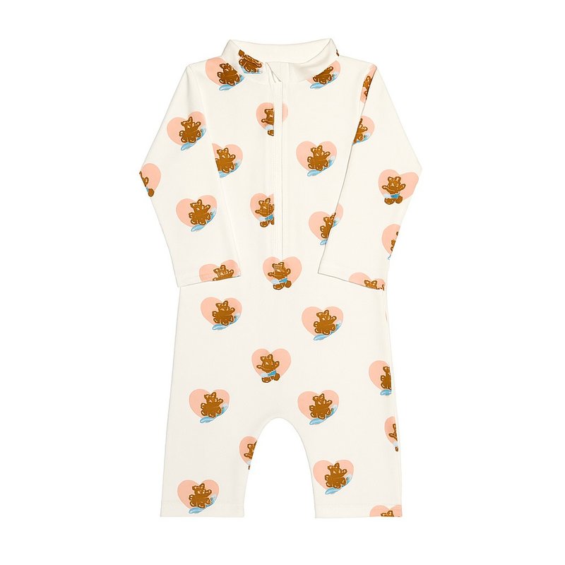 Heart Bear Swimsuit - 嬰兒/兒童泳衣 - 聚酯纖維 白色