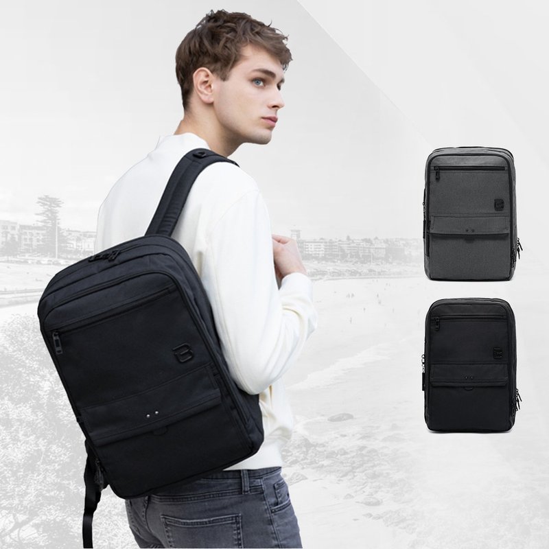 Functional business computer bag 15-inch laptop backpack large capacity school bag backpack black gray - กระเป๋าแล็ปท็อป - ไนลอน สีดำ