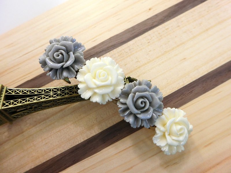 Flower Series - Secret Garden Spring Clamp - Gray - Hair Accessories - Other Materials Multicolor