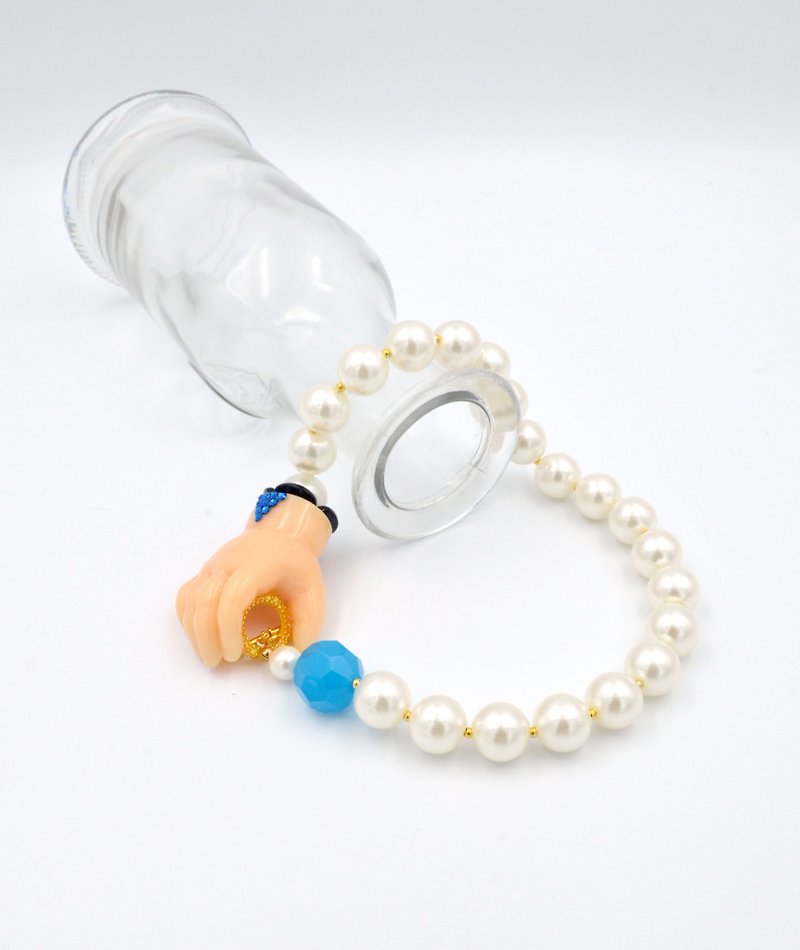 TIMBEE LO Baby Hand Colloidal Pearl Necklace Blue Glazed Gemstone - สร้อยคอ - พลาสติก สีน้ำเงิน
