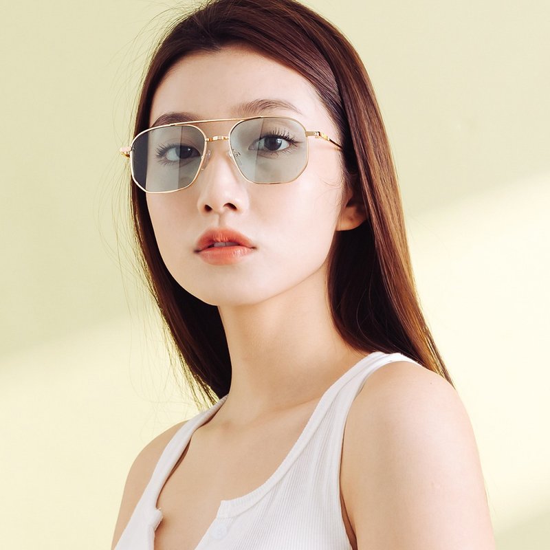 太浩湖的翡翠俯瞰│翡翠綠雙樑設計飛官款墨鏡│UV400太陽眼鏡 - 太陽眼鏡/墨鏡 - 其他金屬 綠色